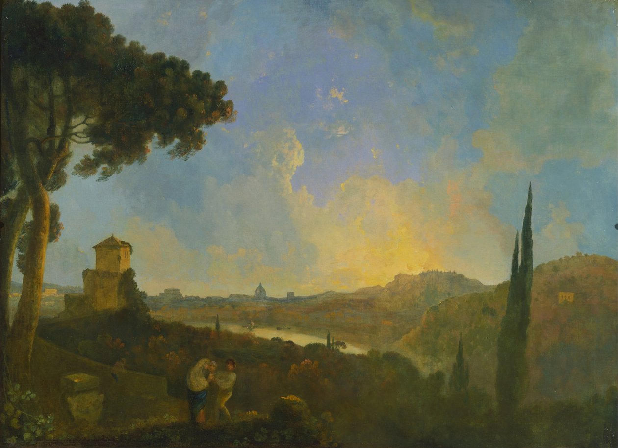En utsikt over Tiberen med Roma i det fjerne av Richard Wilson