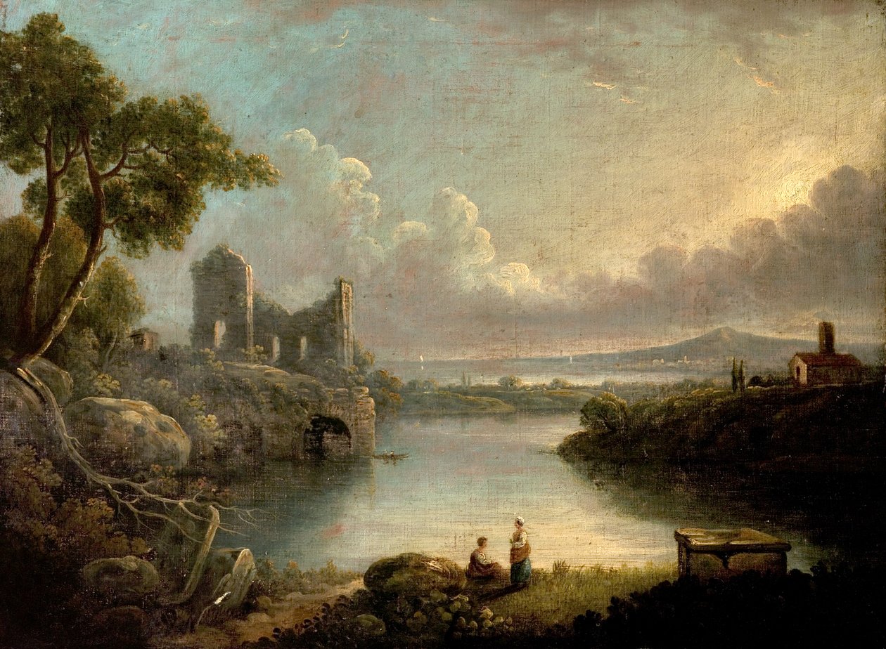 Elvescene med hav og klassiske ruiner av Richard Wilson