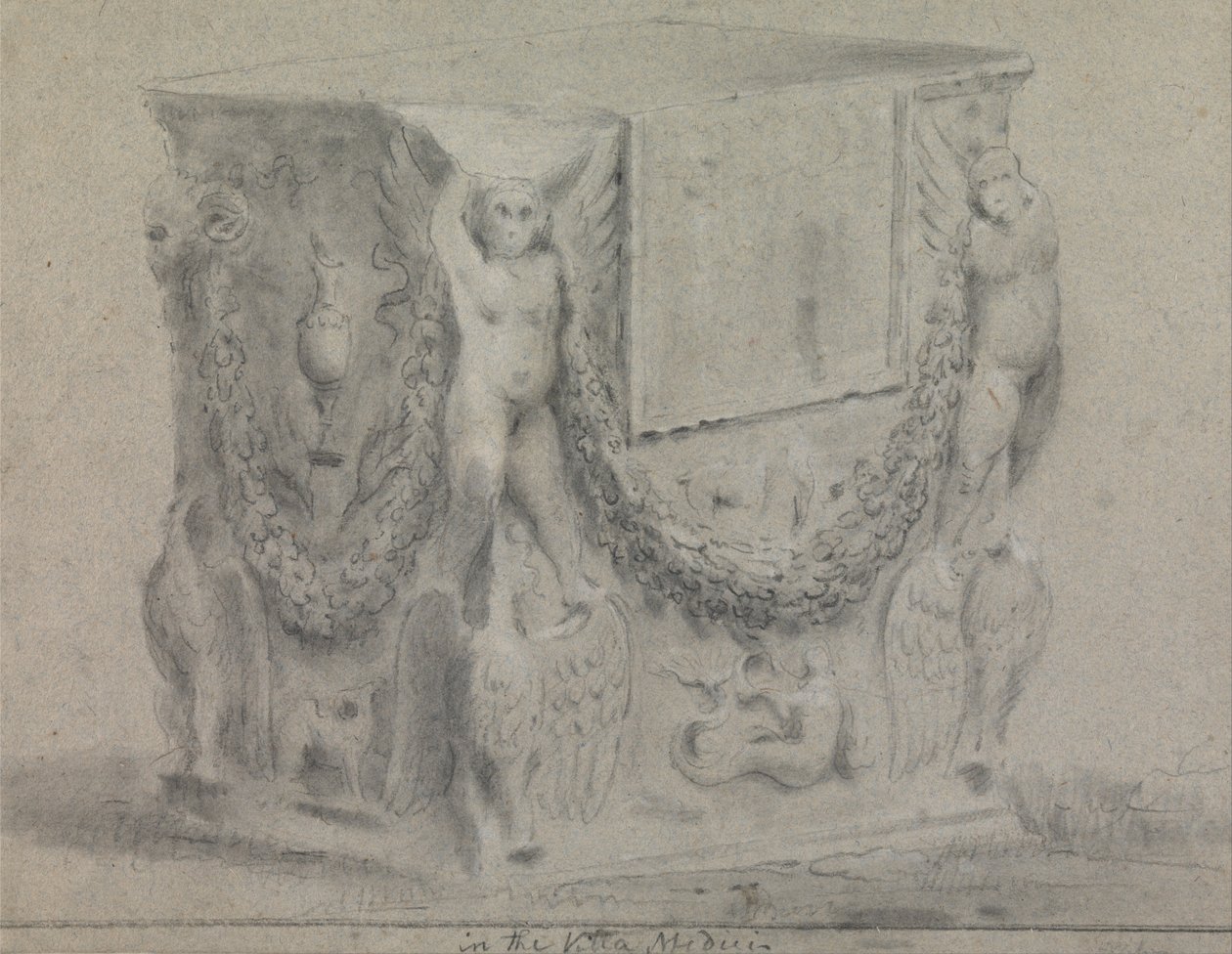 Skulpturert sokkel i Villa Medici av Richard Wilson