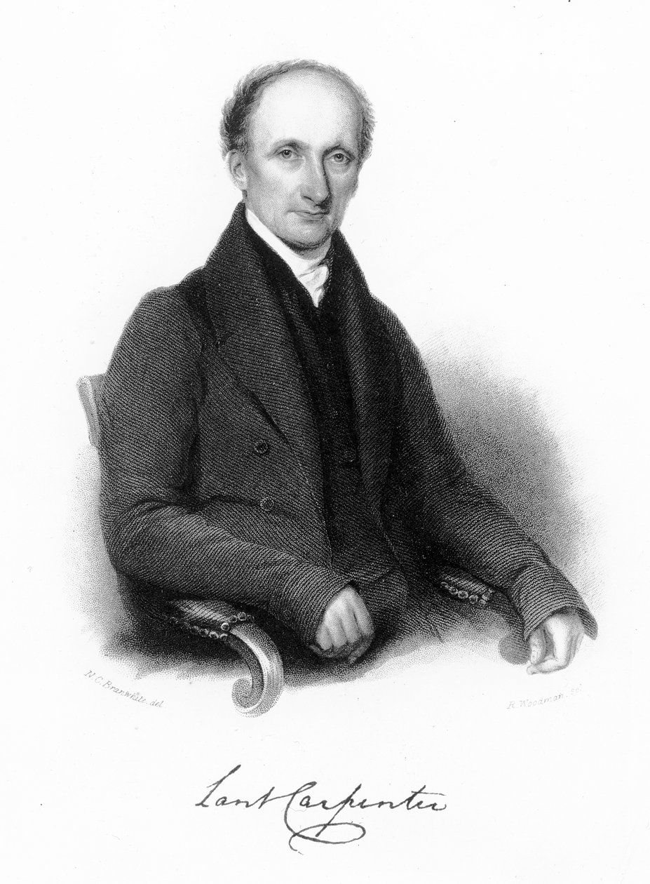 Lant Carpenter, unitarisk minister, 1837 (stipp- og linjegravering) av Richard Woodman