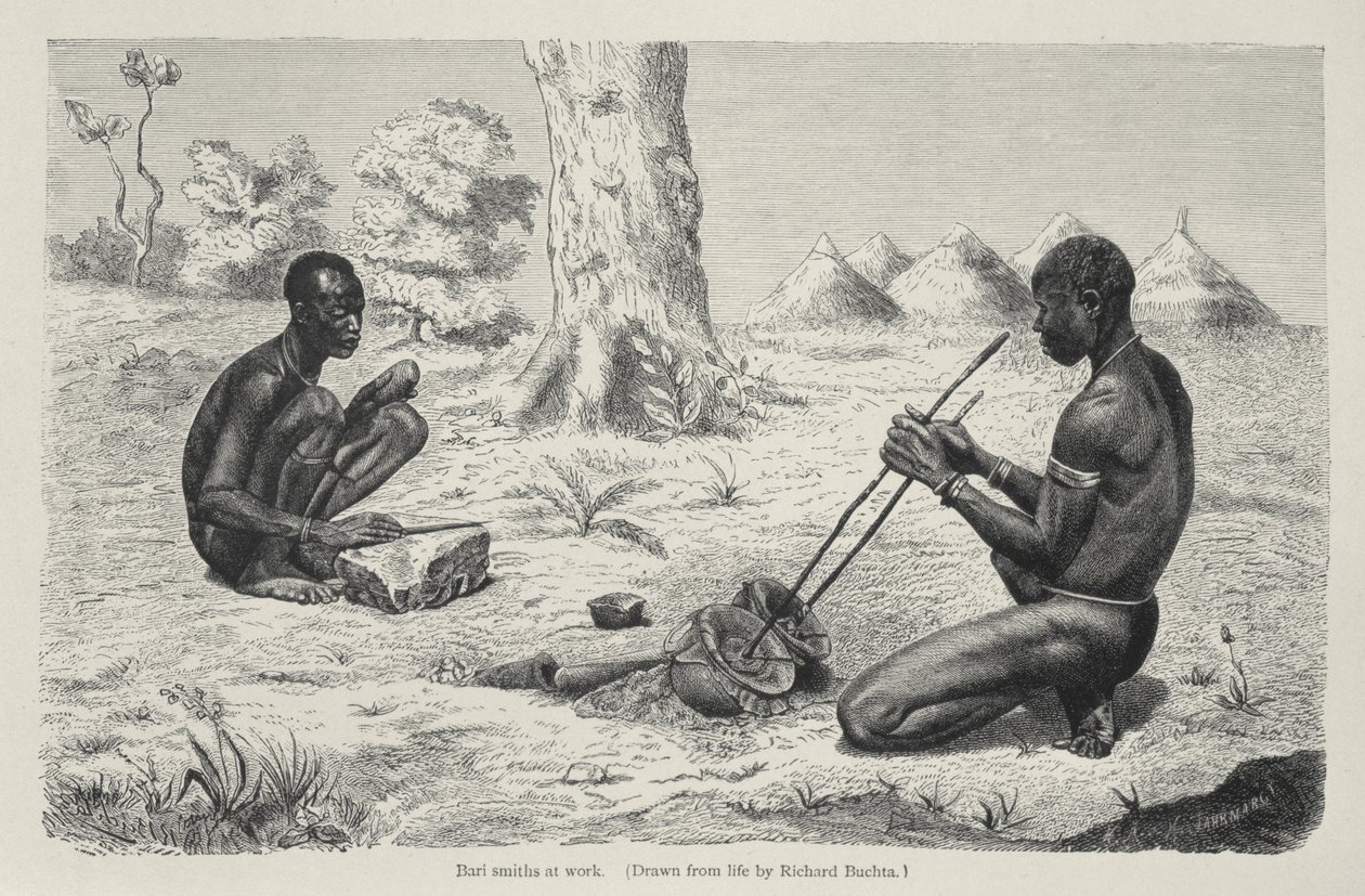 Baro Smiths at Work, fra The History of Mankind av prof. Friedrich Ratzel, pub. i 1904 av Richard Buchta