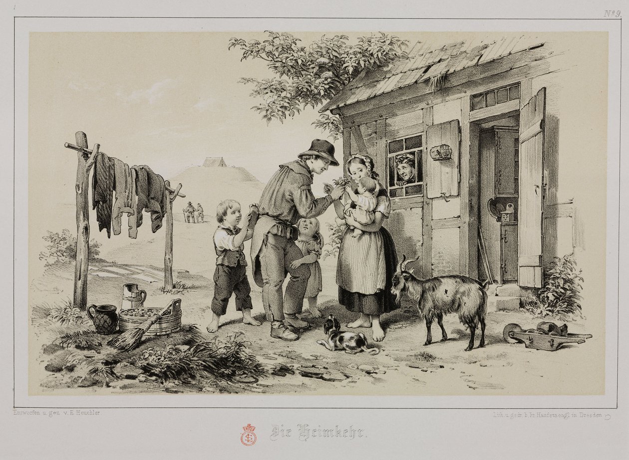 Gruvearbeider på vei hjem, Tyskland, ca 1851 av John Pardon