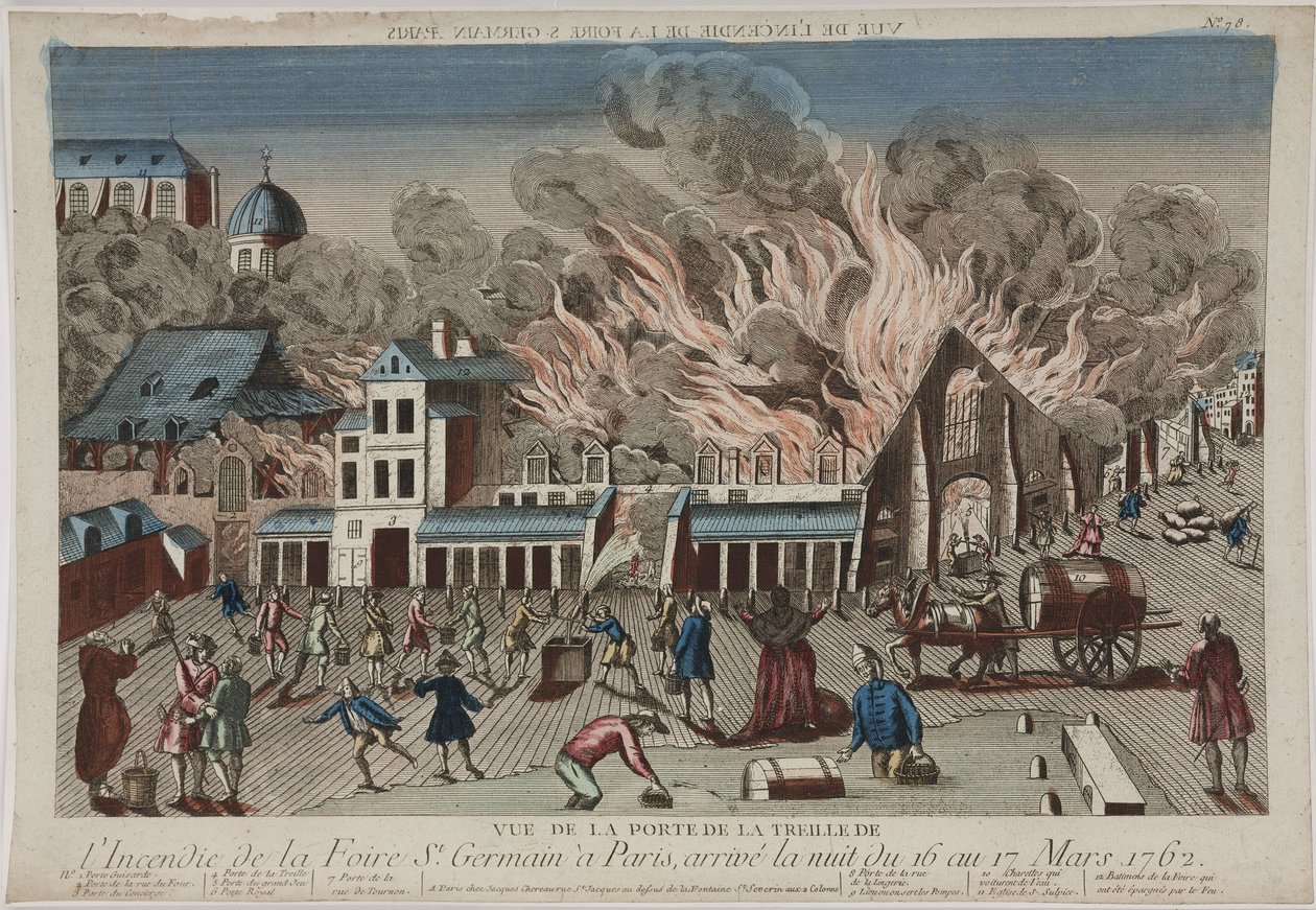 Utsikt over brannen i St Germain, Paris av John Pardon