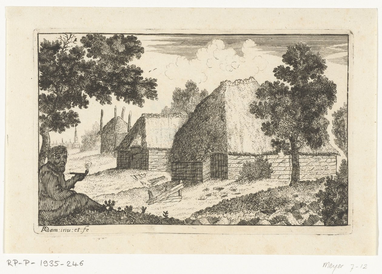 To våningshus med en piperøykende mann Farmhouses (serietittel) av Richard Adam