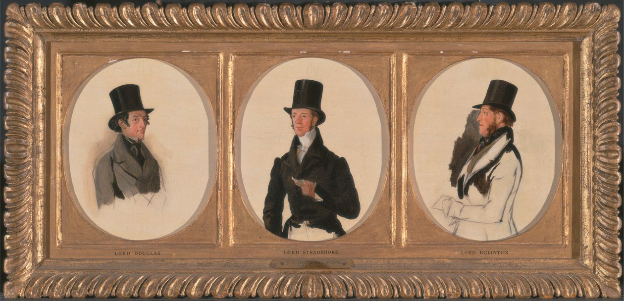 Studier for portrettene til Lord Eglinton, Lord Douglas og Lord Stradbroke i `The Waterloo Cup Coursing Meeting' (i Walker Art Gallery), 1840 av Richard Ansdell