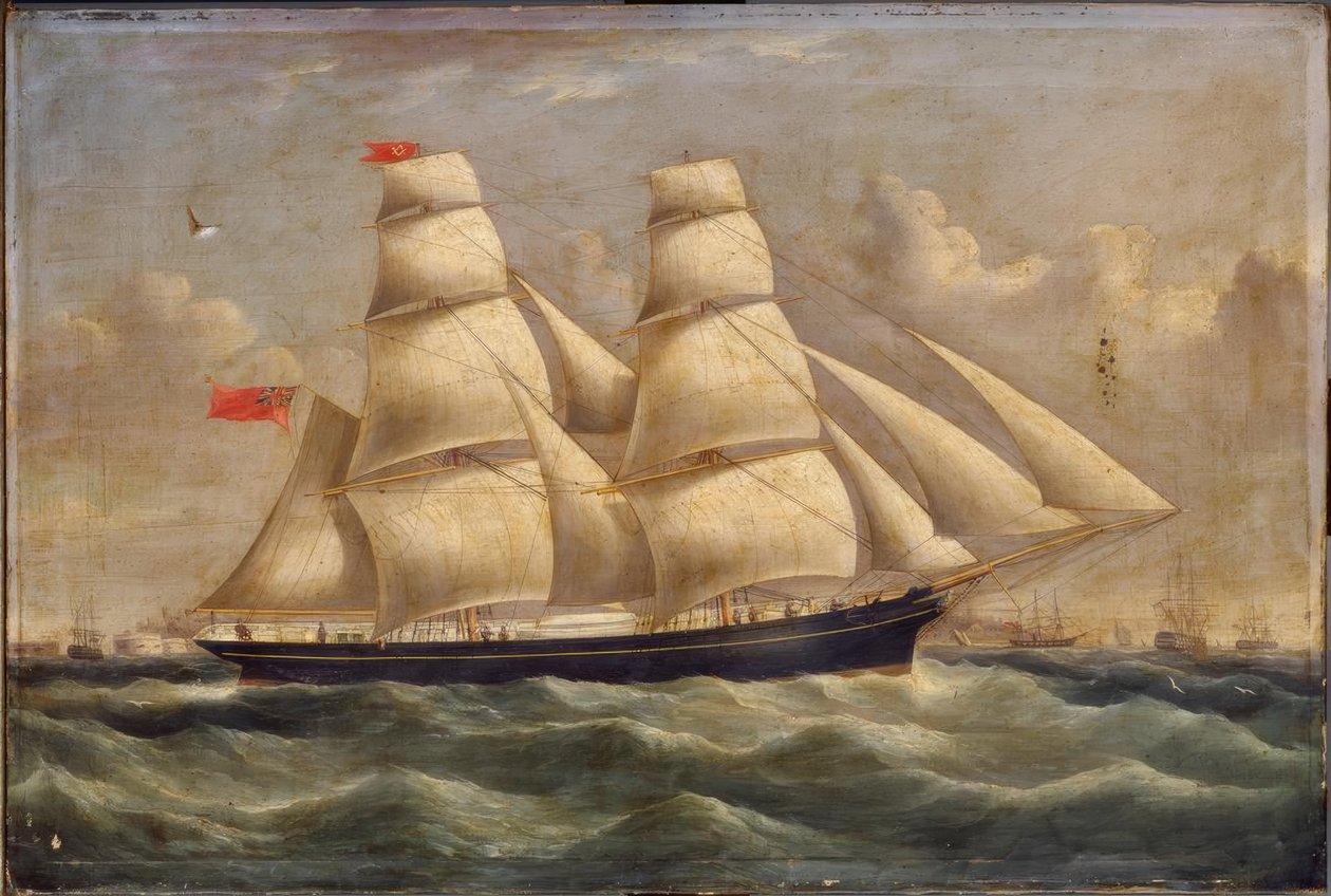 En brigantine utenfor Portsmouth av Richard B. Spencer