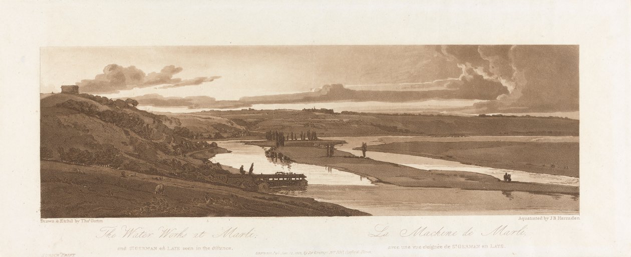 Vannverket ved Marli og St. Germain en Laye sett i det fjerne 1803; Plate 15 fra Views in Paris, Emanuel Volume-sporingen av platen B1981.25.2624 av Richard Banks Harraden