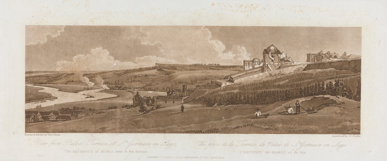 Utsikt fra Palace Terrace ved St. Germain en Laye; Akvedukten av Marli sett i det fjerne 1803; Plate 16 fra Views in Paris, Emanuel Volume-sporingen av platen, B1981.25.2625 av Richard Banks Harraden