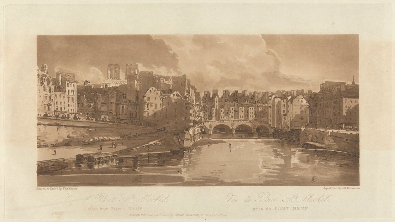 Utsikt over Pont St. Michael, tatt fra Pont Neuf, 1803 av Richard Banks Harraden