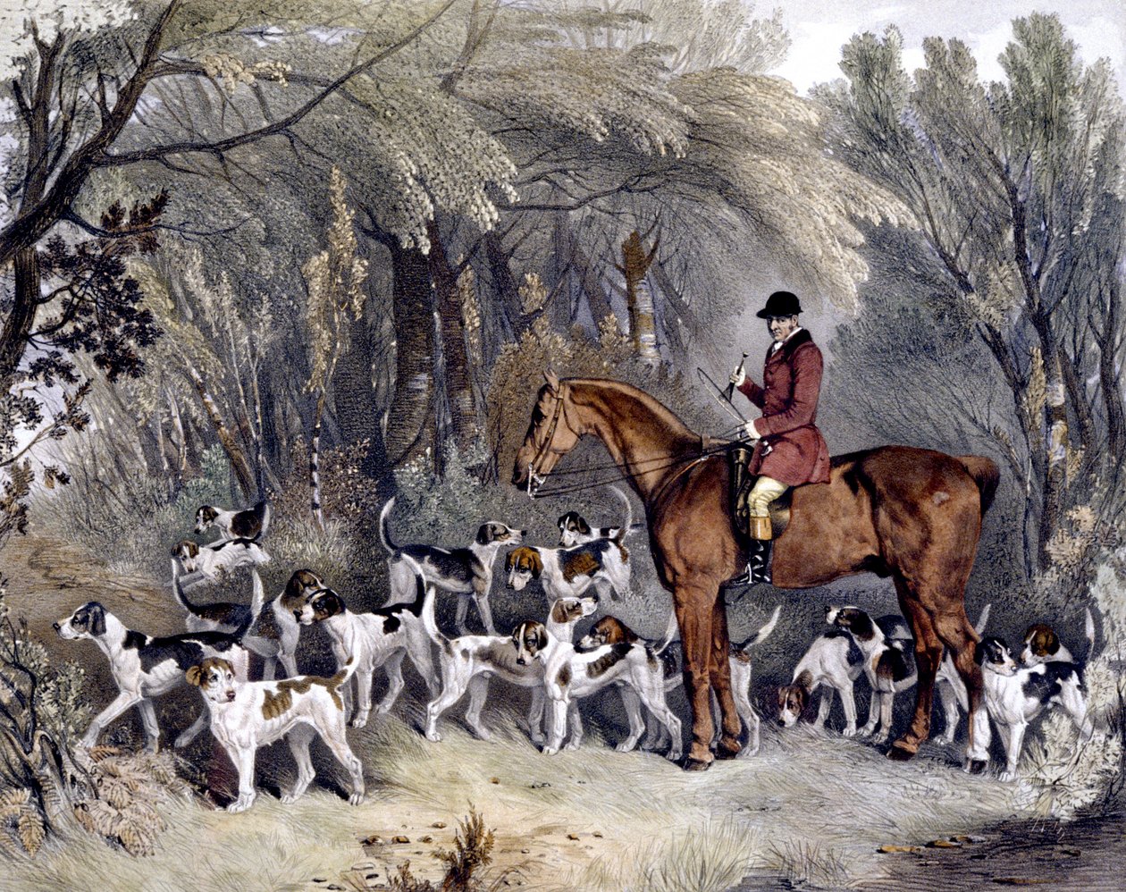 W. Head, Huntsman to the Donnington Hounds, gravert av J.W. Giles (1801–70) 1837 (litho-farge) av Richard Barrett (after) Davis