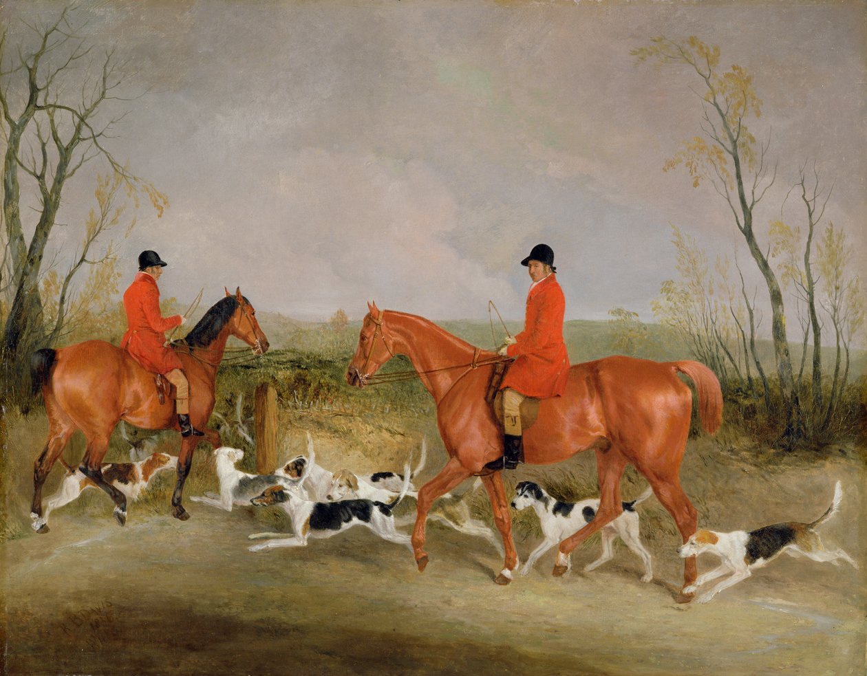 George Mountford, Huntsman to the Quorn, og W. Derry, Whipper-In, hos John O
