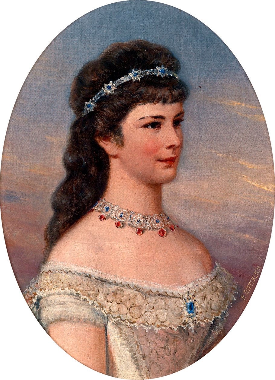 ""Portrett av Elisabeth av Wittelsbach (1837-1898) (sissi eller sisi), keiserinne av Østerrike (1854-1898) og dronning av Ungarn (1867-1898)"" Maleri av Richard Bitterlich (1862-1940) Privat samling av Richard Bitterlich