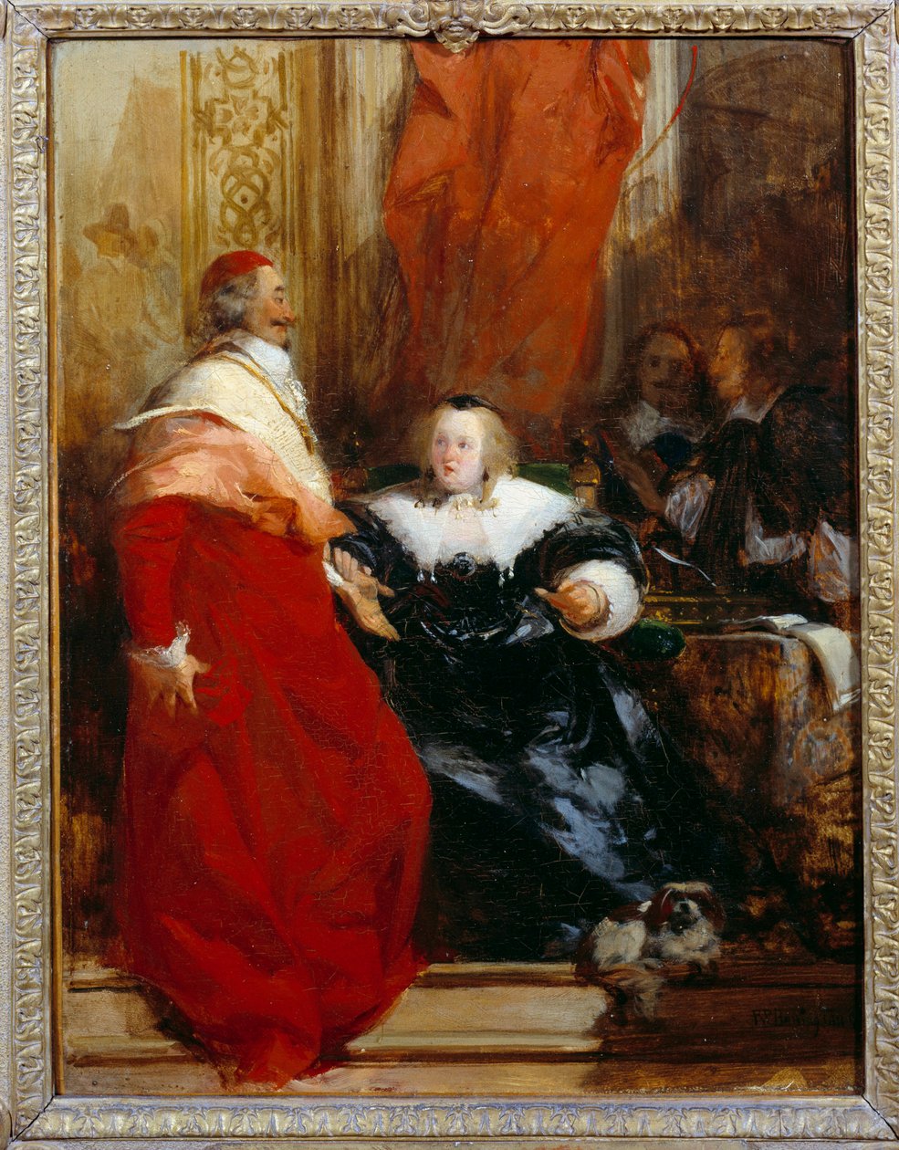 Dronning av Frankrike Anne av Østerrike (1601-1666) og kardinal Julius Mazarin (1602-1661) Maleri av Richard Bonington (1801-1828) 1824 Søn. 0,35x0,27 m av Richard Bonington