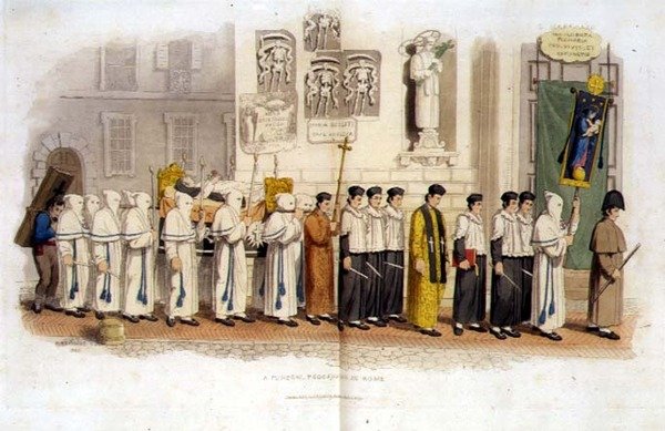 En begravelsesprosesjon i Roma av Richard Bridgens
