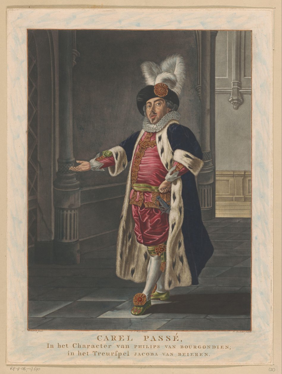 Portret van Carel Passé als Filips de Goede Carel Passé, in het Character van Philips van Bourgondien (title on object)   1364851   no       norwegian Successfully Translated  Original: Tadanobu, from the series "Pictures of No Performances (Nogaku Zue)" T av Richard Brookshaw