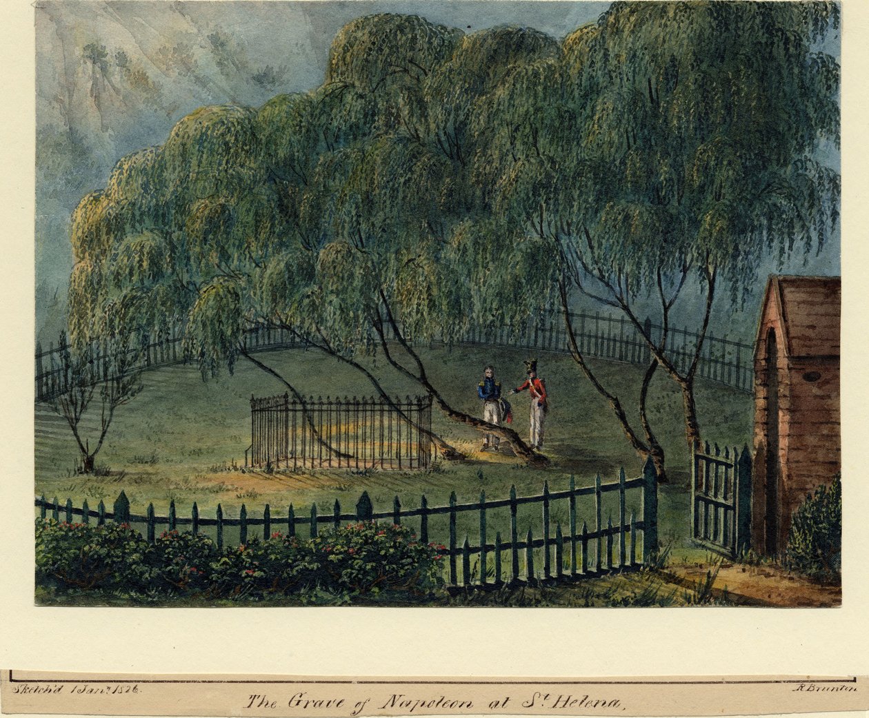 Napoleons gravsted på St. Helena, ca. 1826 av Richard Brunton Lieutenant Colonel