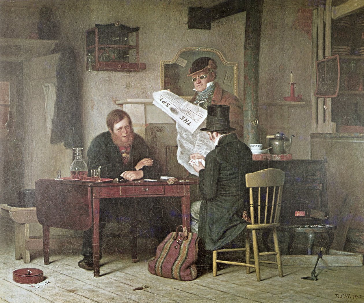 Venter på scenen (farge litho) av Richard Caton (after) Woodville
