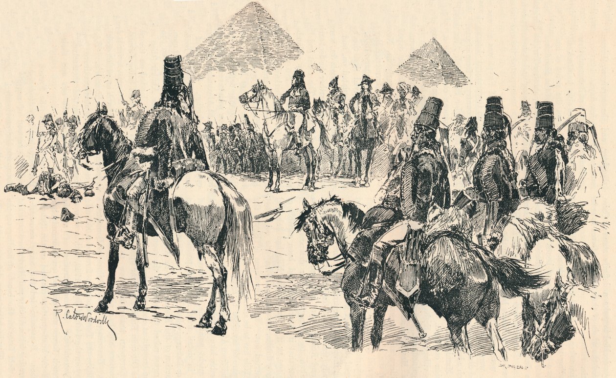 Napoleon Buonaparte i slaget ved pyramidene, 1798, 1884 av Richard Caton II Woodville