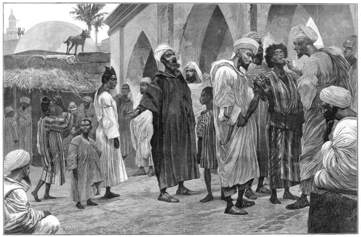 Slavemarkedet i Marokko, 1888 av Richard Caton II Woodville