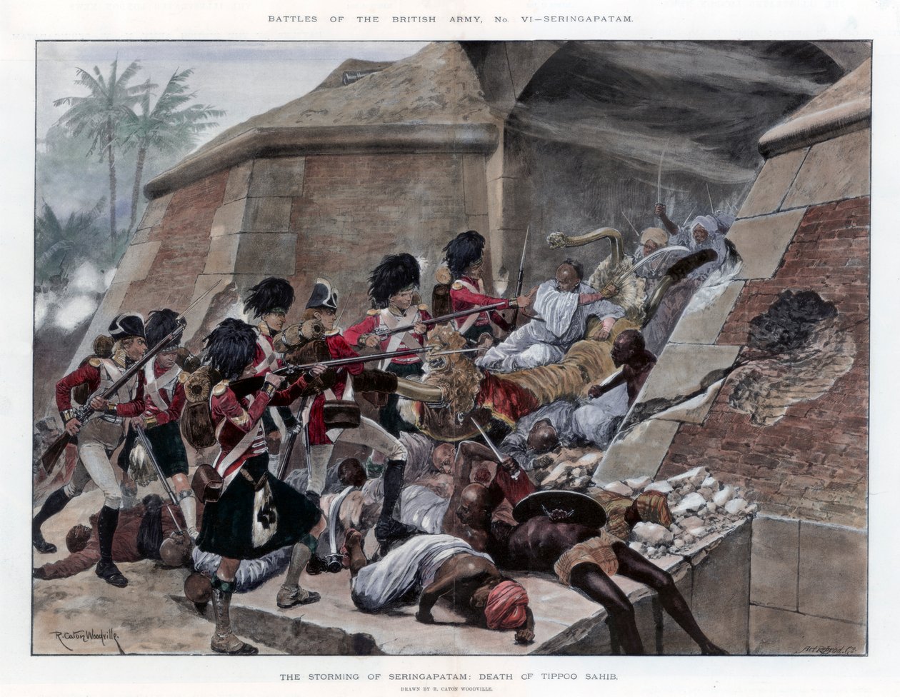 Stormingen av Seringapatam som resulterte i Tippu Sultans død, 1894. av Richard Caton II Woodville