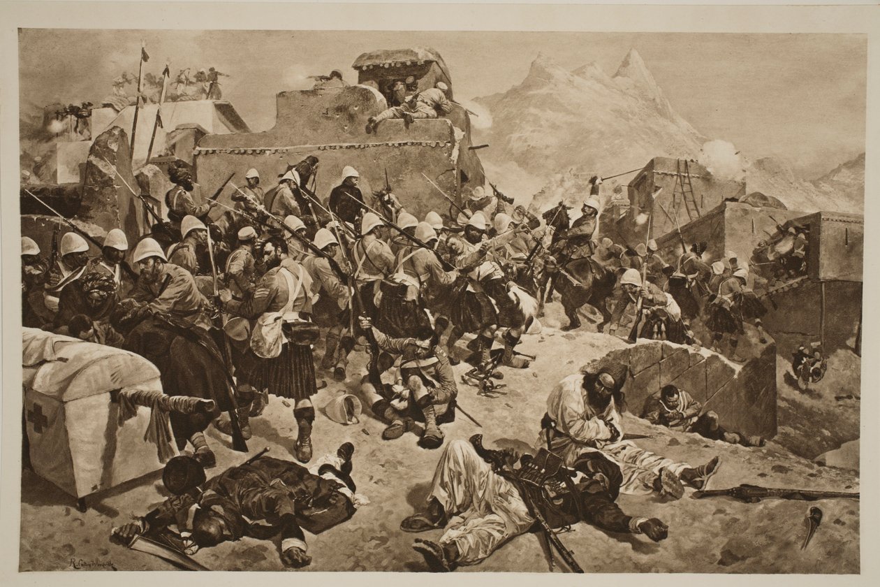 Candahar: The 92nd Highlanders and the 2nd Gurkhas Storming Gaudi Mullah Sahibdad, fra 'The Illustrated London News', 1901 av Richard Caton Woodville