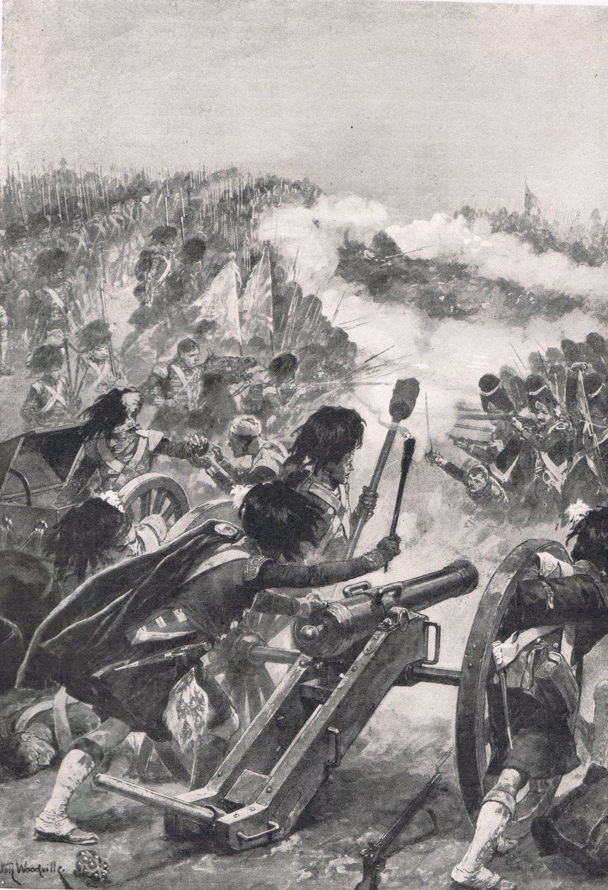 Highlanders vender de fangede franske kanonene mot Brenniers bataljoner, illustrasjon fra 
