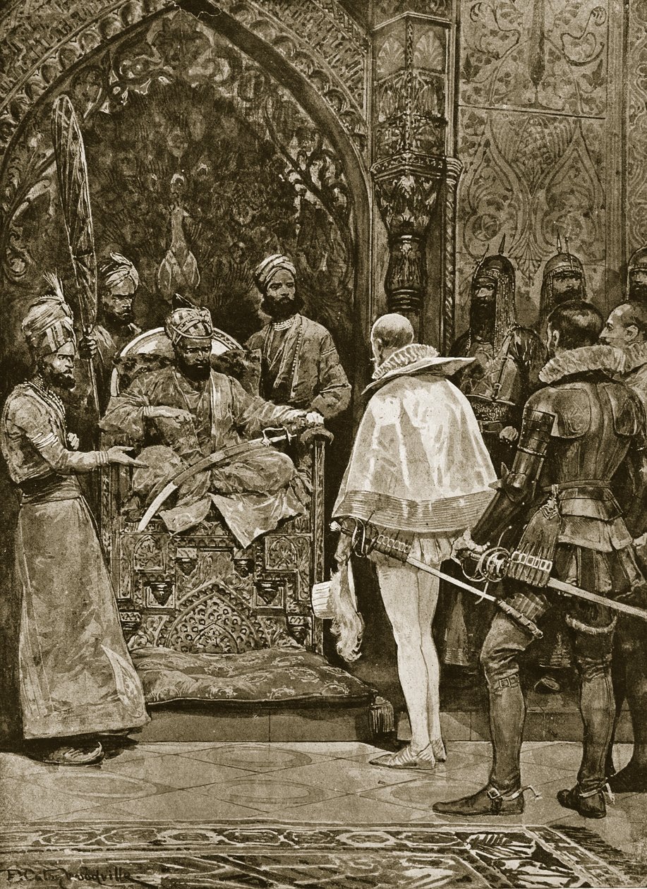 En tidlig engelsk ambassade til India, 1599, illustrasjon fra 