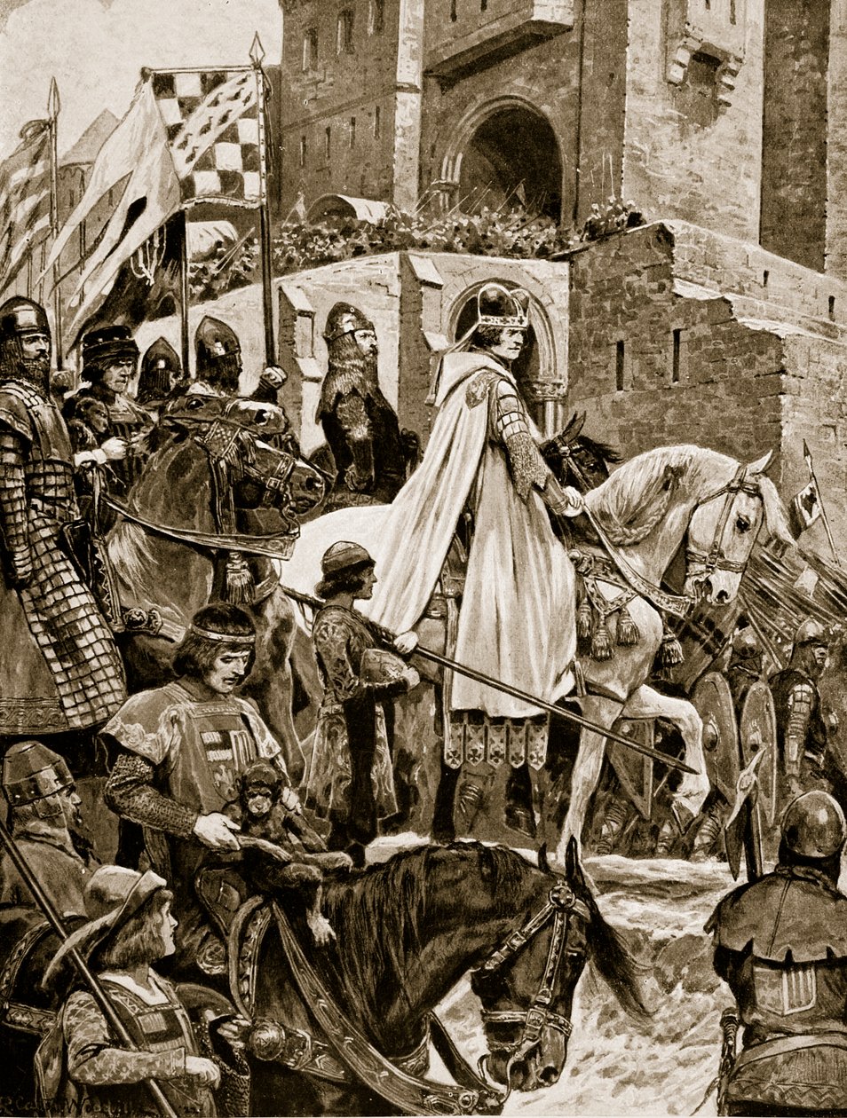 Beckets prosesjon gjennom Frankrike, 1158, illustrasjon fra 