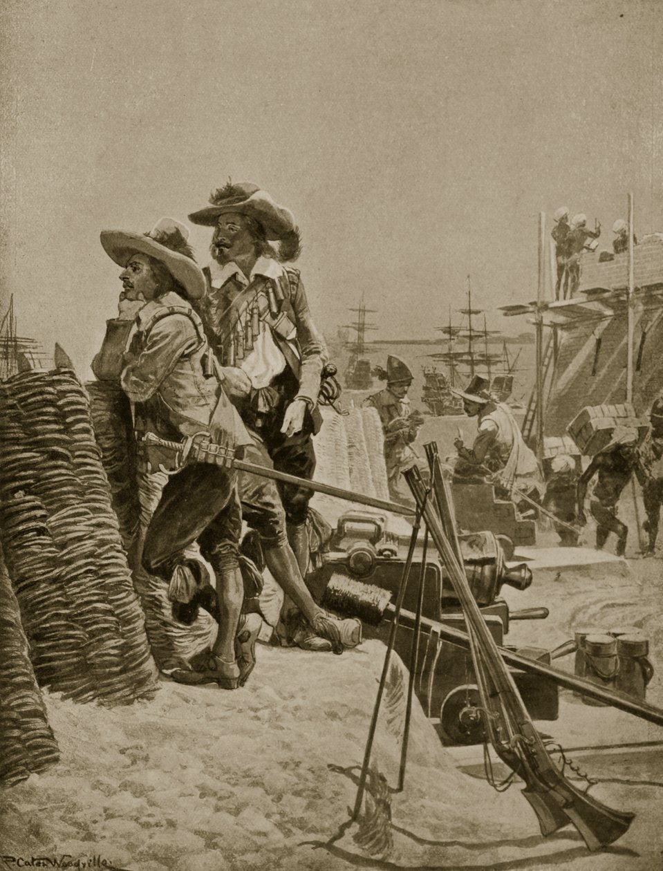 Bygge det første fortet i Madras, 1640, illustrasjon fra 