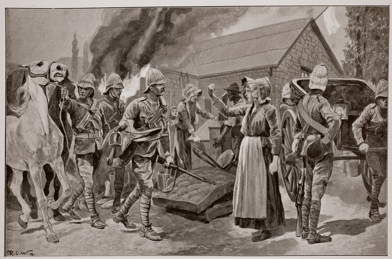 Brenne gården til en forrædersk borger, etter en skisse av Melton Prior (1845-1910) av Richard Caton Woodville junior