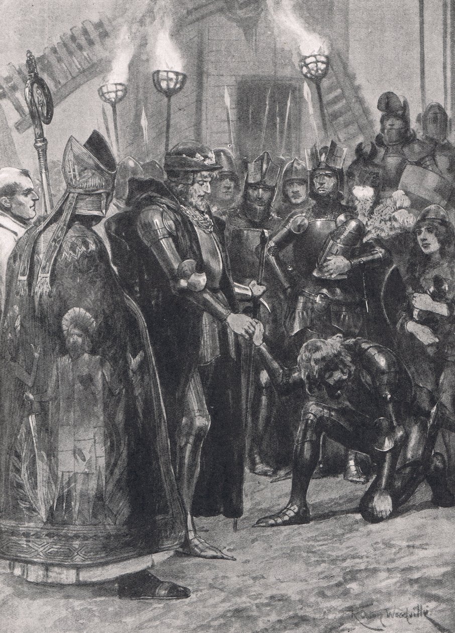 Edward III hilser prinsen av Wales etter slaget ved Crecy, illustrasjon fra 