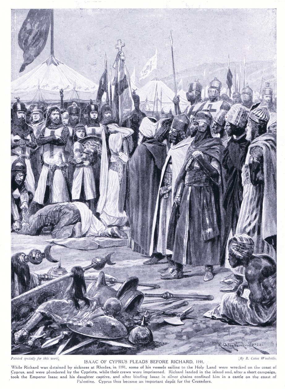 Isaac av Kypros ber for Richard I AD1191, 1920-tallet av Richard Caton Woodville junior