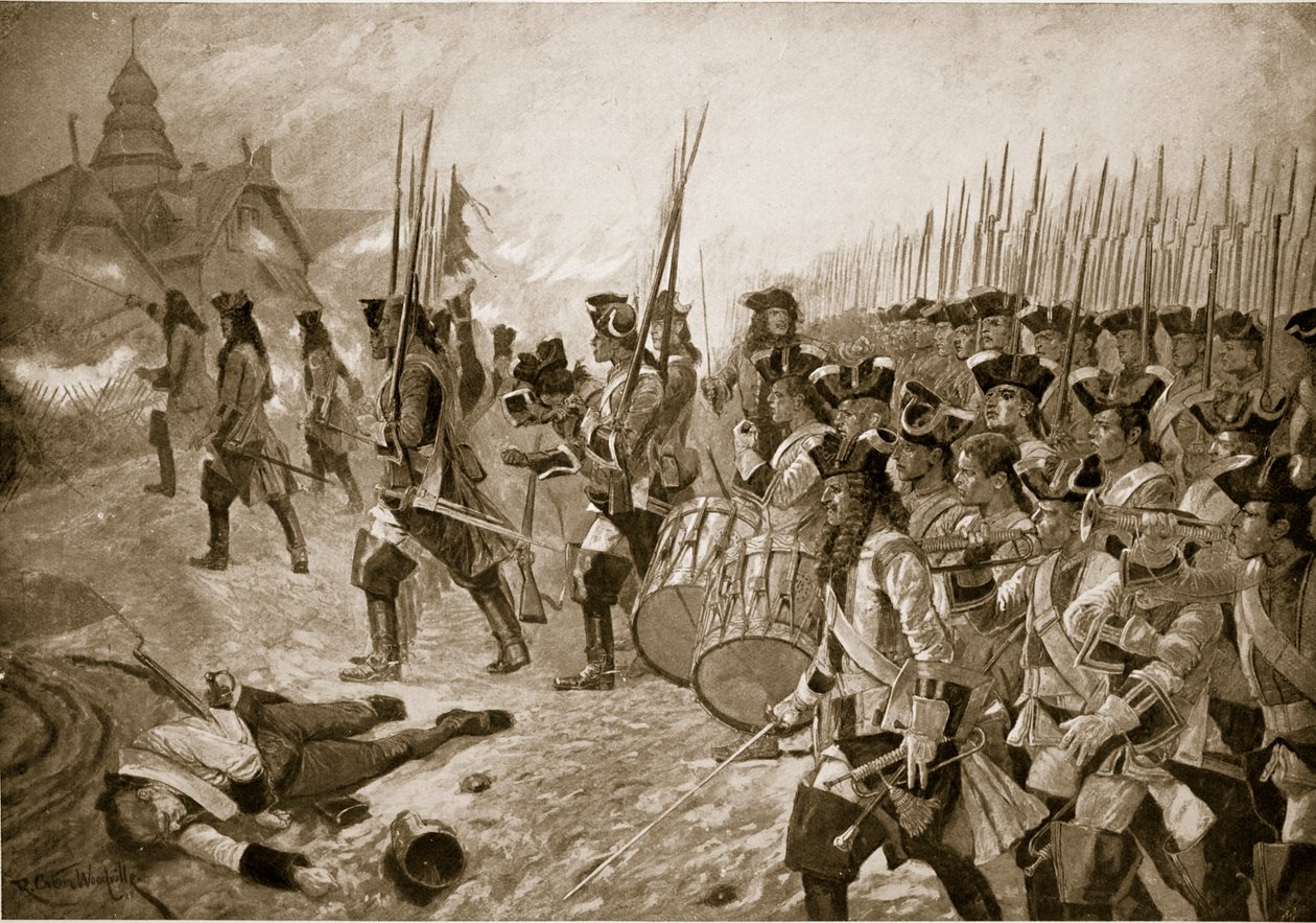 Slaget ved Blenheim: Storming av landsbyen, illustrasjon fra 