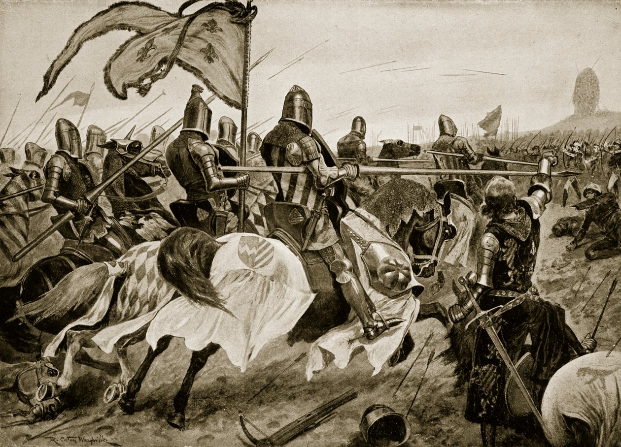Slaget ved Crecy, 26. august 1346, illustrasjon fra 
