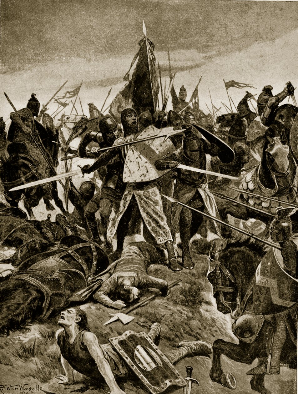 Den siste standen til De Montfort i Evesham, illustrasjon fra 