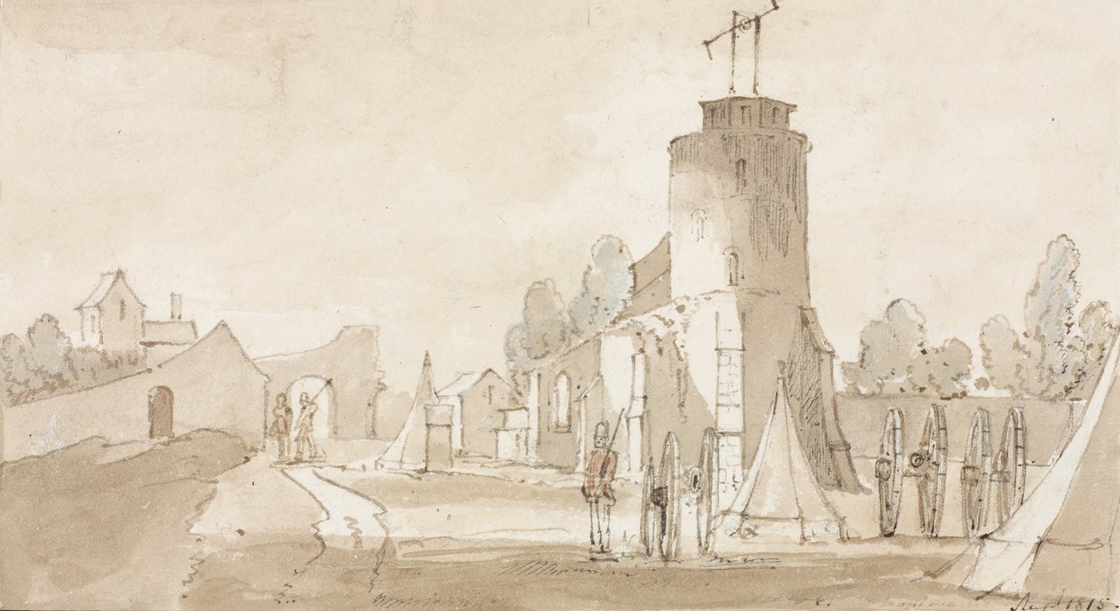 Mont St Jean, landsbyen i slaget ved Waterloo, sør for Brussel, 1815 av Richard Colt Hoare