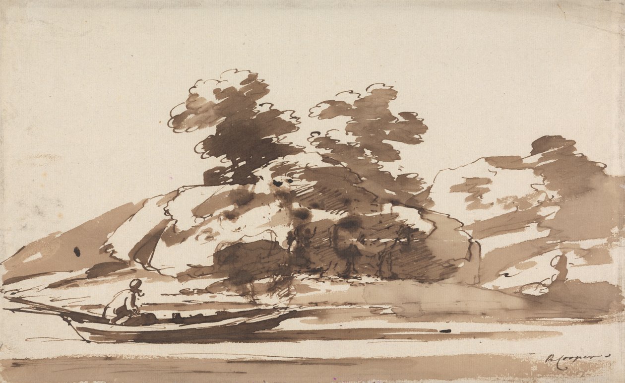 Båtmann i en Punt av Richard Cooper the Younger