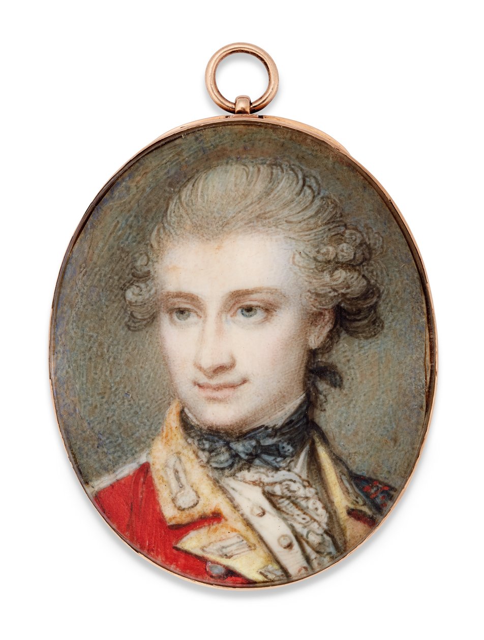 Generalmajor John Scott, i skarlagenrød uniform med gule ansikter av Richard Cosway
