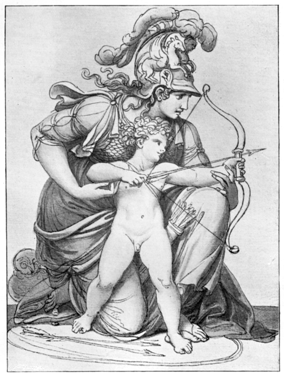 Minerva Directing the Arrow of Cupid, slutten av 1700-begynnelsen av 1800-tallet 1912. av Richard Cosway