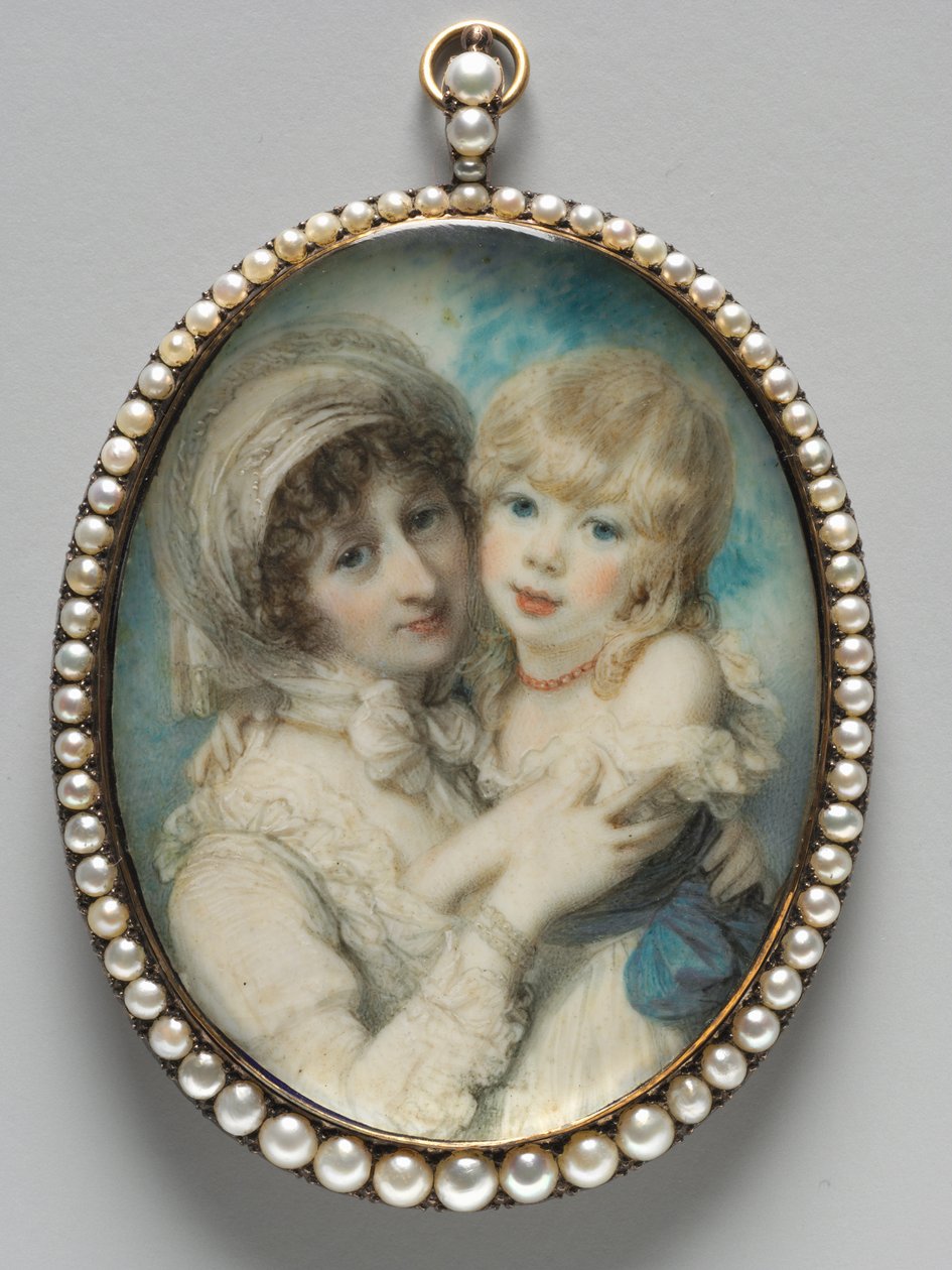 Portrett av Catherine Clemens og hennes sønn, John Marcus Clemens, ca. 1800. av Richard Cosway