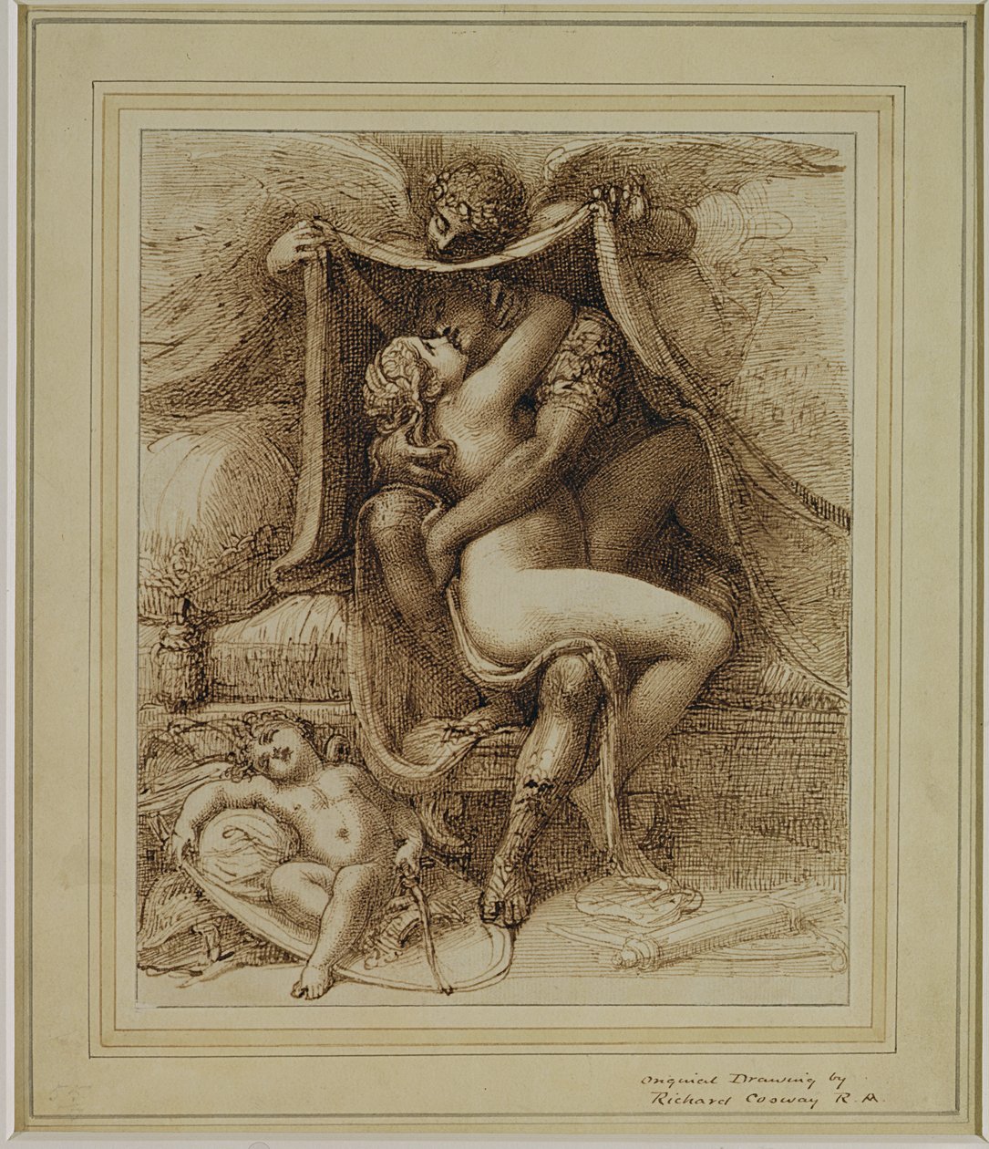 Venus og Mars, ca. 1790 (penn og brunt blekk på papir) av Richard Cosway