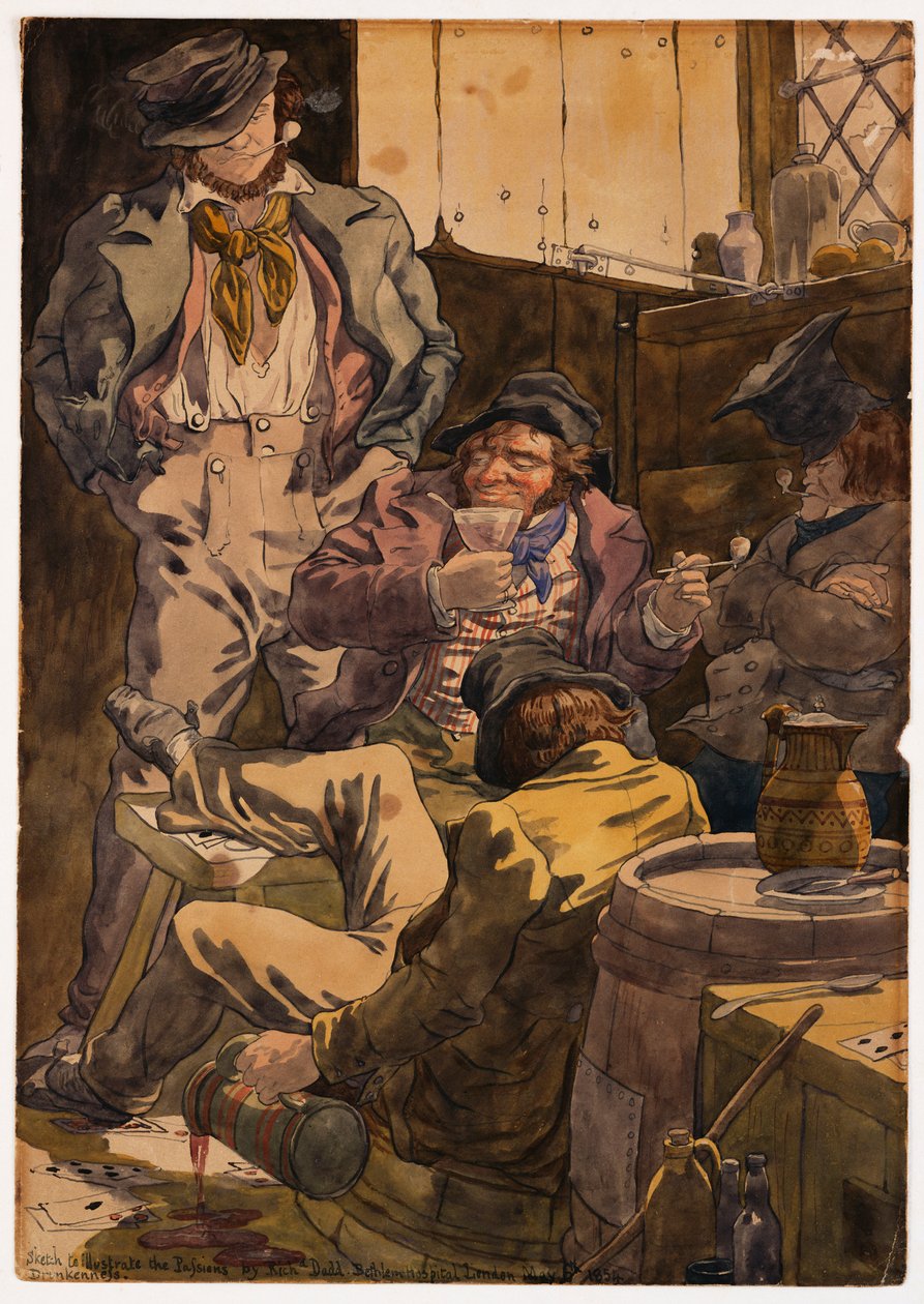 Skisse for å illustrere lidenskapene - Drunkenness, 1854 av Richard Dadd