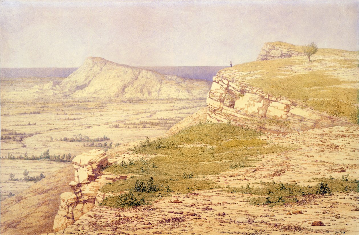 Utsikt over øya Rhodos (akvarell på papir) av Richard Dadd