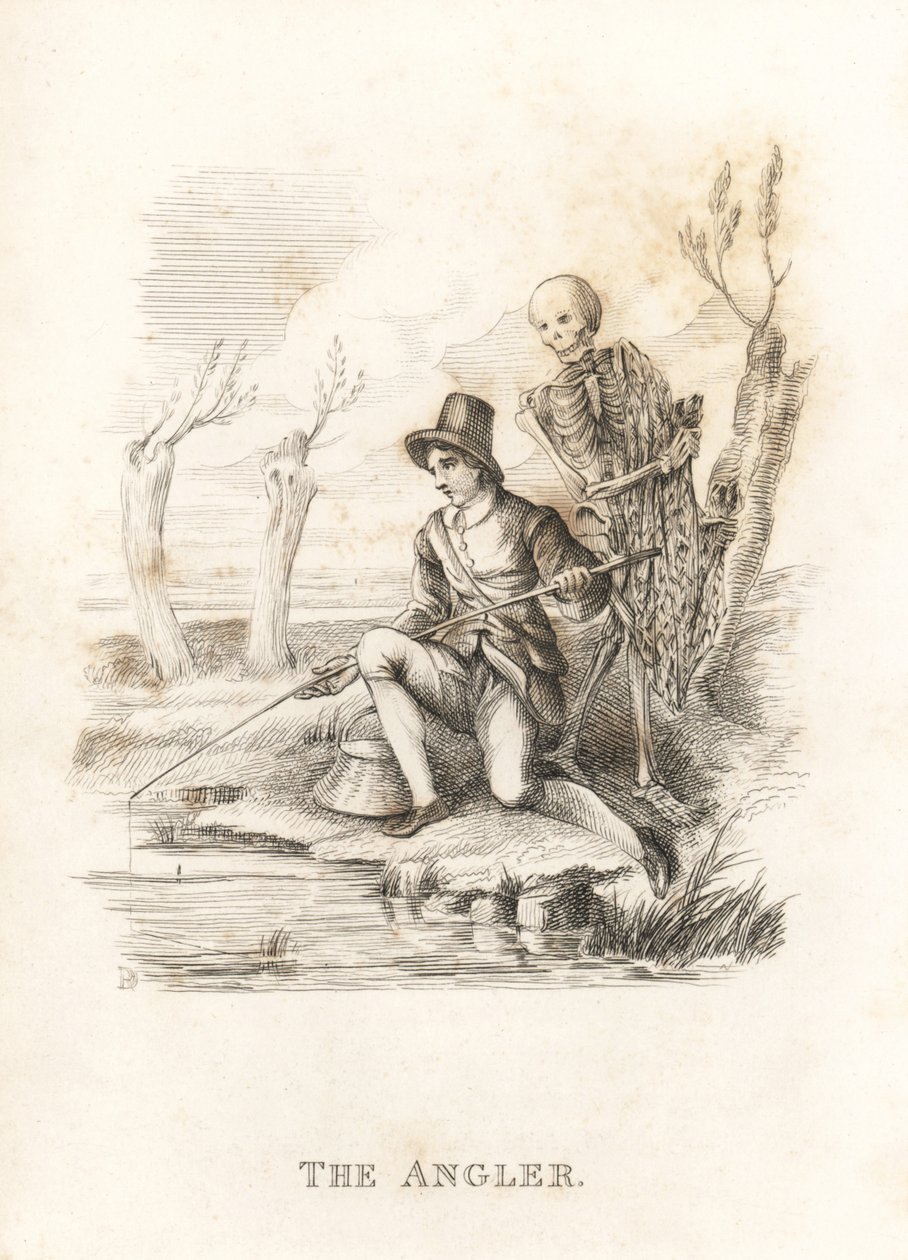 Skjelettet til Døden og fiskeren. ,1827 (gravering) av Richard Dagley
