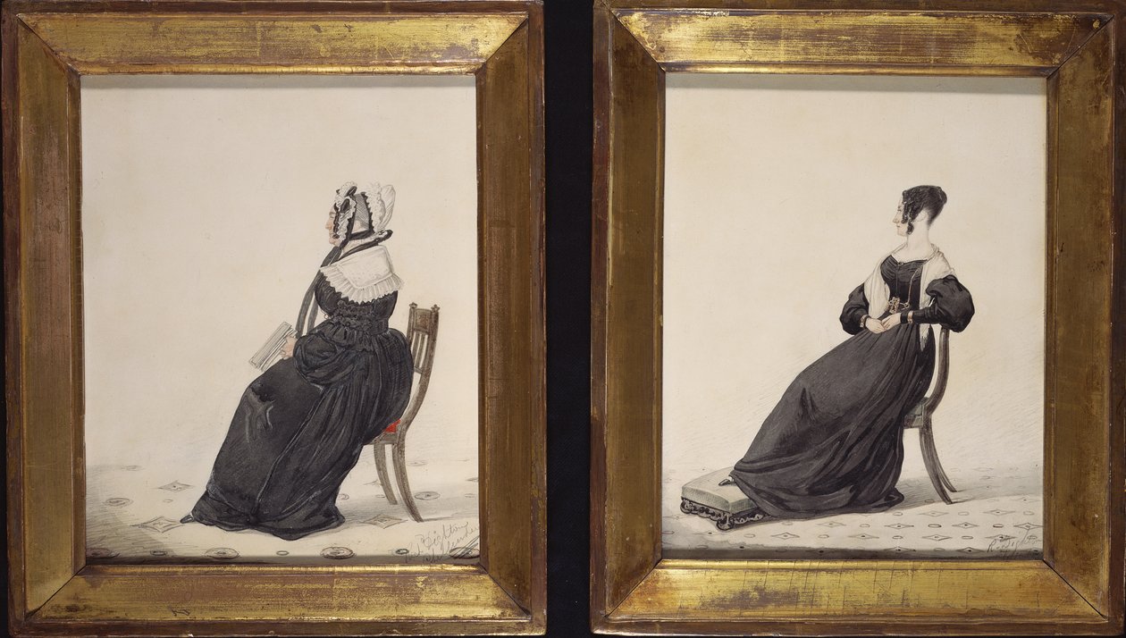To portretter av enker, 1837 (wc og blyant på papir) av Richard Dighton