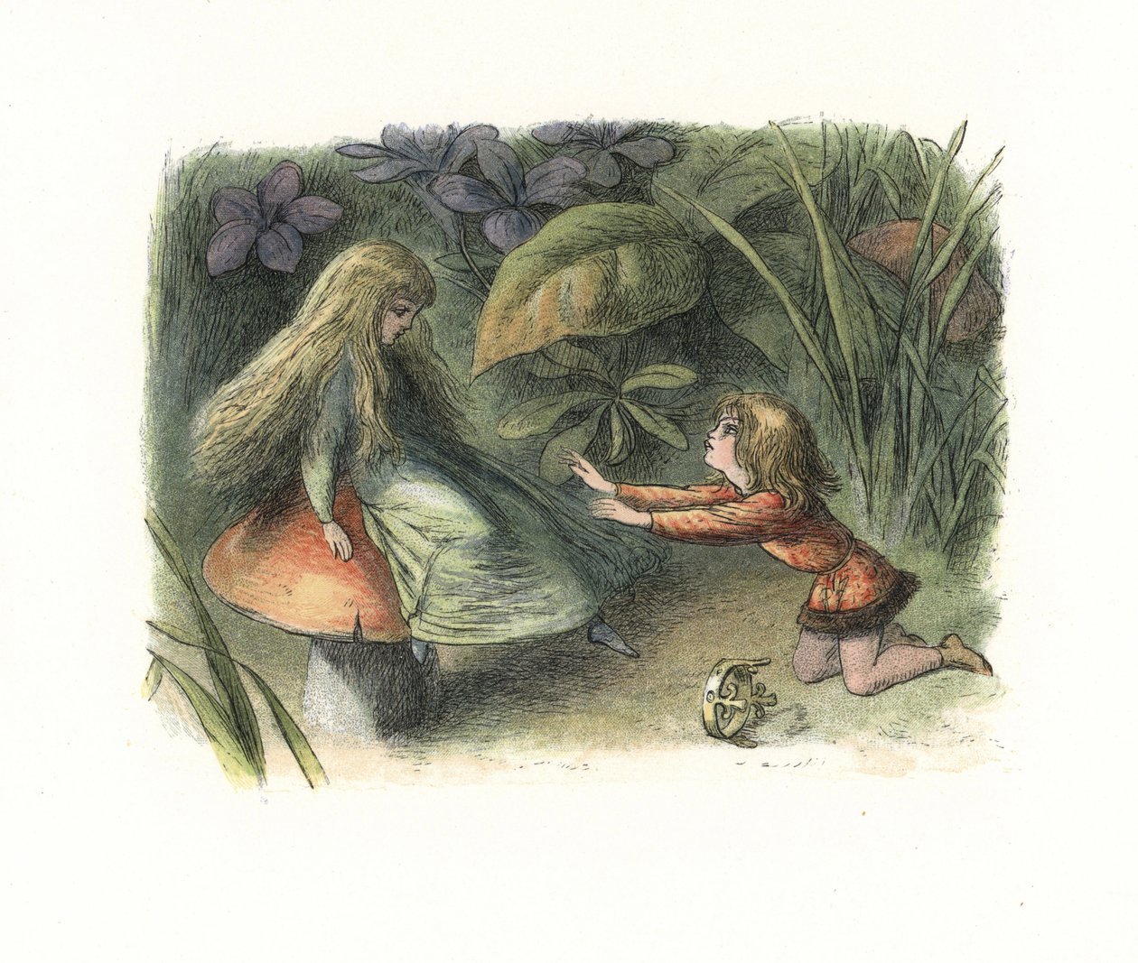 Alvprins avvist av en fe på en paddehakk (litografi) av Richard Doyle