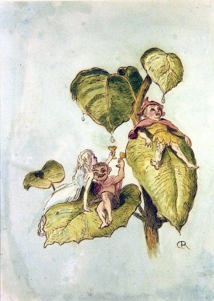 Fest og moro blant fuschias II (penn og akvarell på papir) av Richard Doyle
