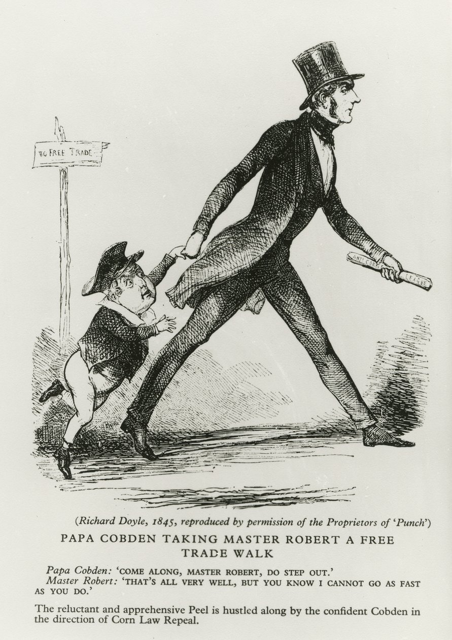 Pappa Cobden tok mester Robert en frihandelsvandring, 1845 av Richard Doyle