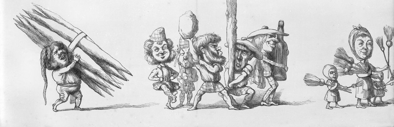 Skotske og spanske besøkende til den store utstillingen, 1851 av Richard Doyle