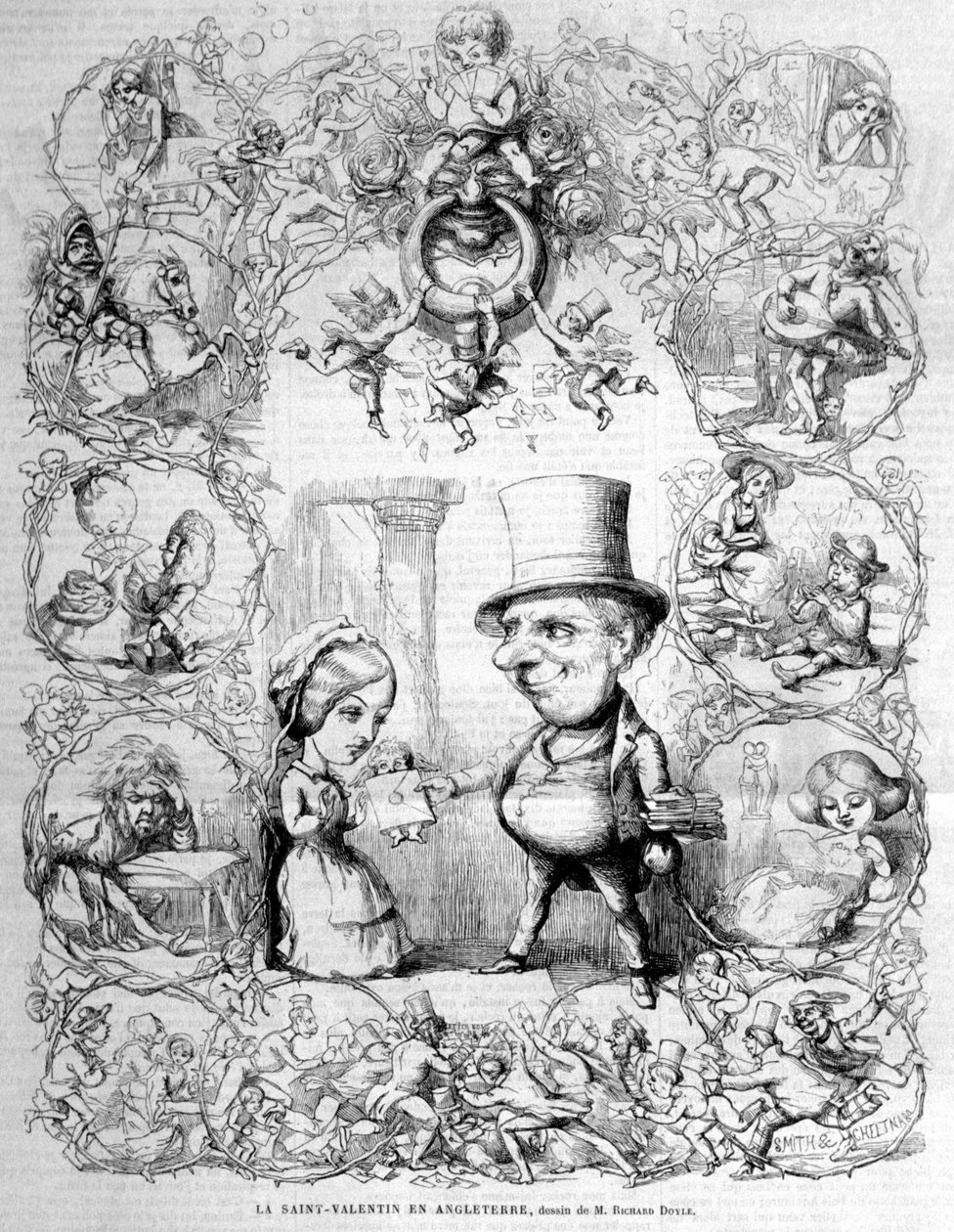 Valentinsdagen feires i England. Illustrasjon av Richard Doyle (1824 - 1883). av Richard Doyle